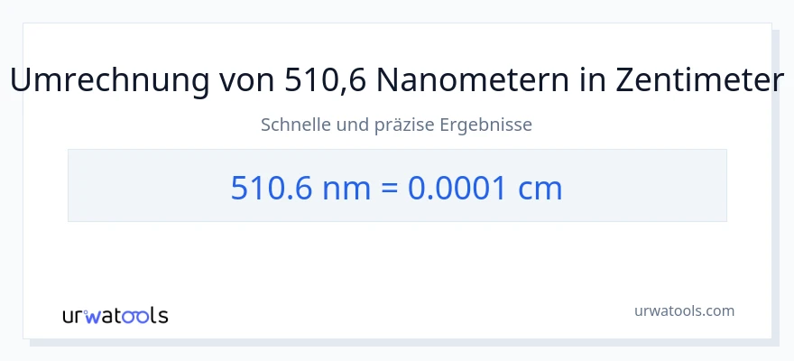510.6 Nanometer zu Zentimeter Umwandlung