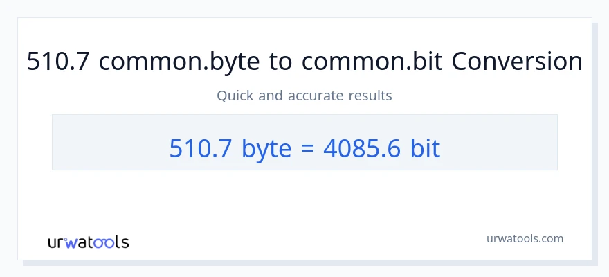التحويل من 510.7 Bytes إلى Bits