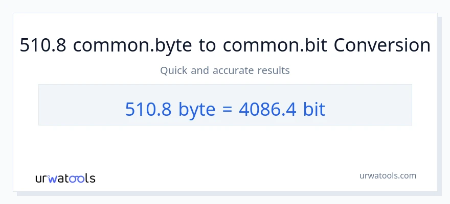 التحويل من 510.8 Bytes إلى Bits