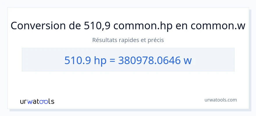 Conversion 510.9 chevaux-vapeur vers watts