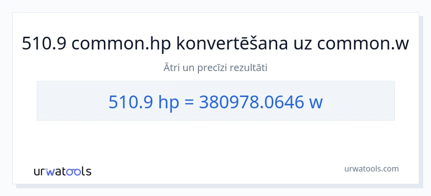 510.9 zirgspēki uz vati konversiju