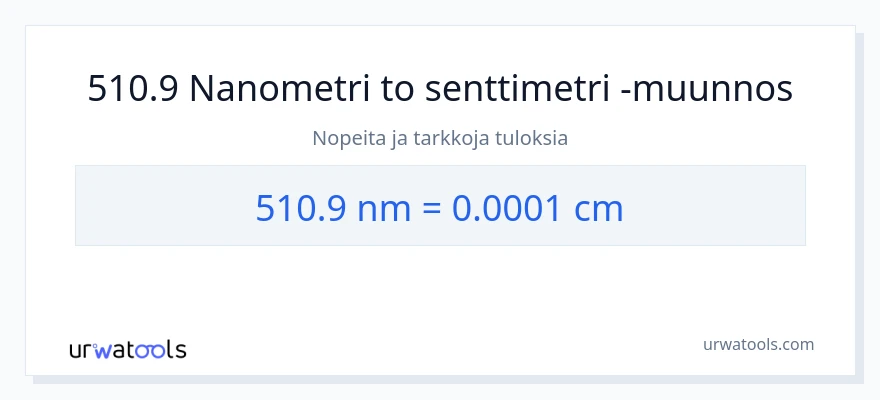 510.9 nanometrit - Senttimetrit muunnos