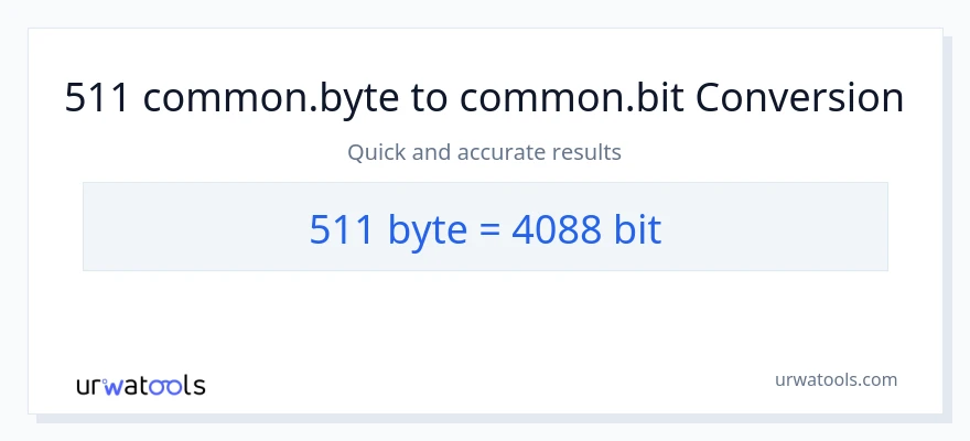 511 Bytes बाट Bits सम्म रूपान्तरण