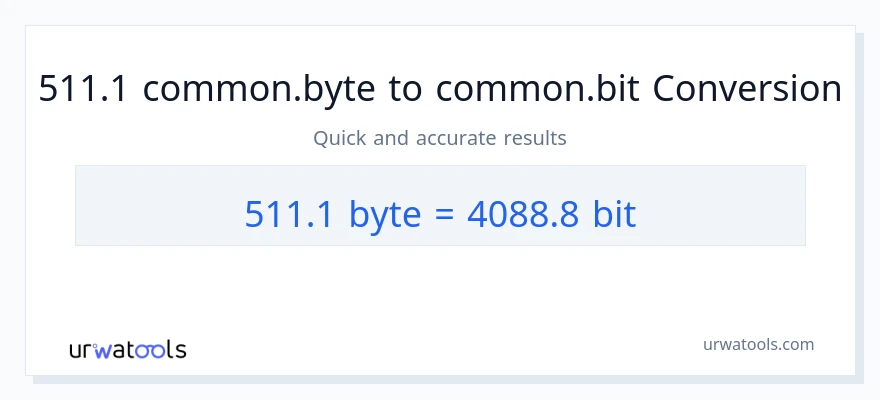 التحويل من 511.1 Bytes إلى Bits
