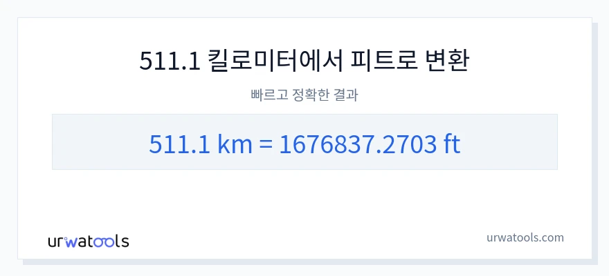 511.1 킬로미터에서 피트으로의 변환