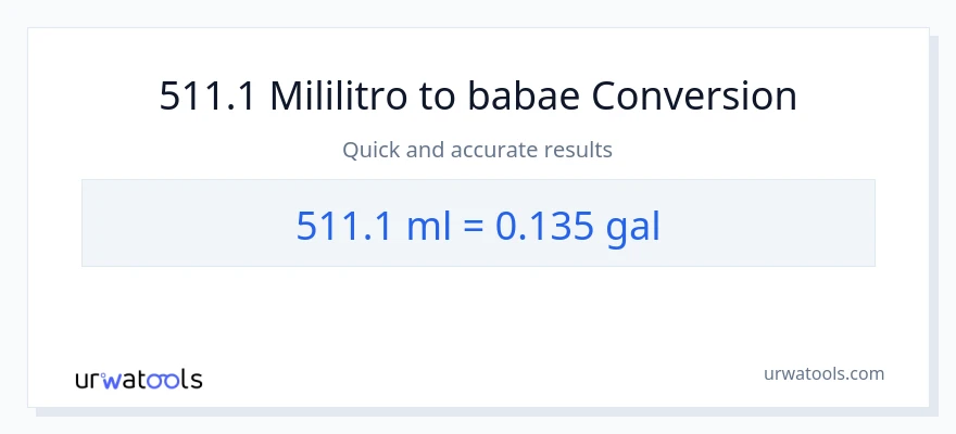 511.1 mga mililitro patungong Mga galon na conversion