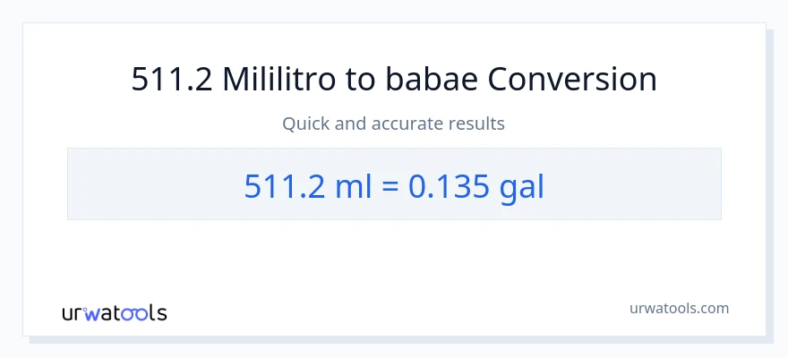 511.2 mga mililitro patungong Mga galon na conversion
