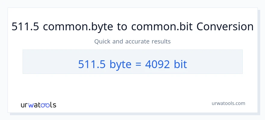 التحويل من 511.5 Bytes إلى Bits