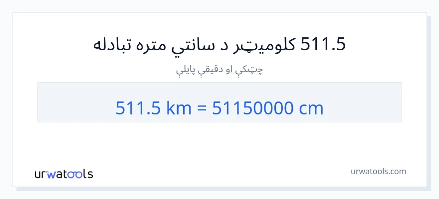 511.5 کیلومتره ته سانتي متره بدلون