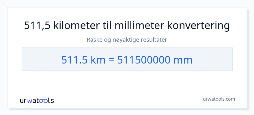 511.5 kilometer til millimeter konvertering