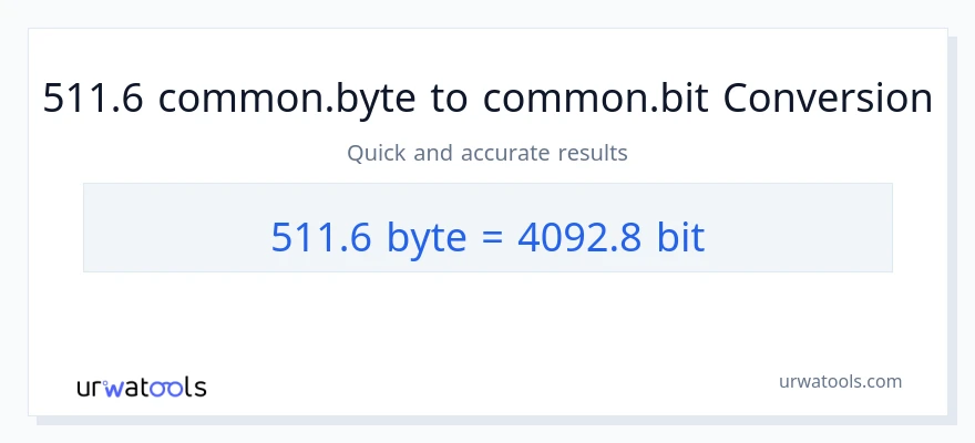 التحويل من 511.6 Bytes إلى Bits