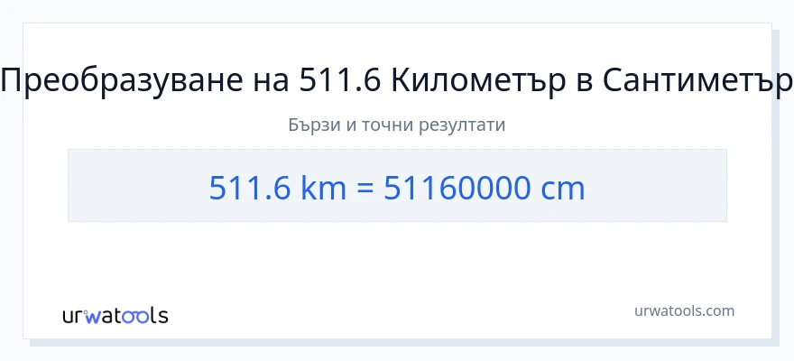 511.6 конверсия от километри до Сантиметри