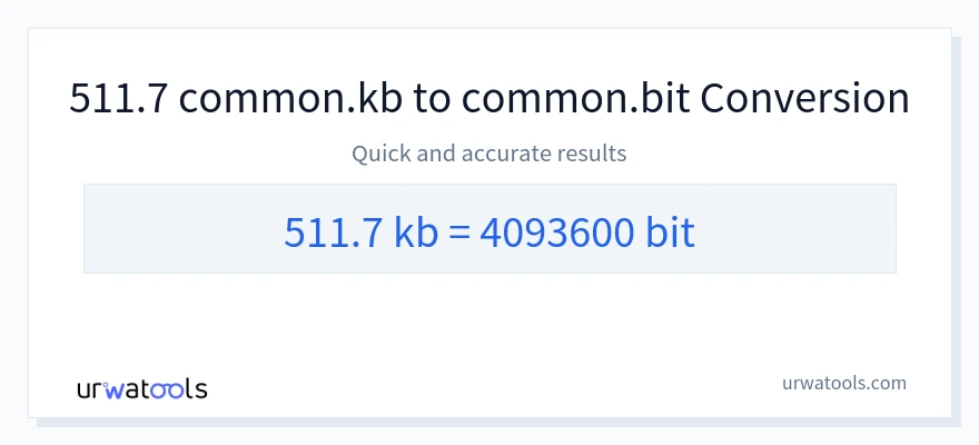 511.7 Kilobytes 到 Bits 轉換