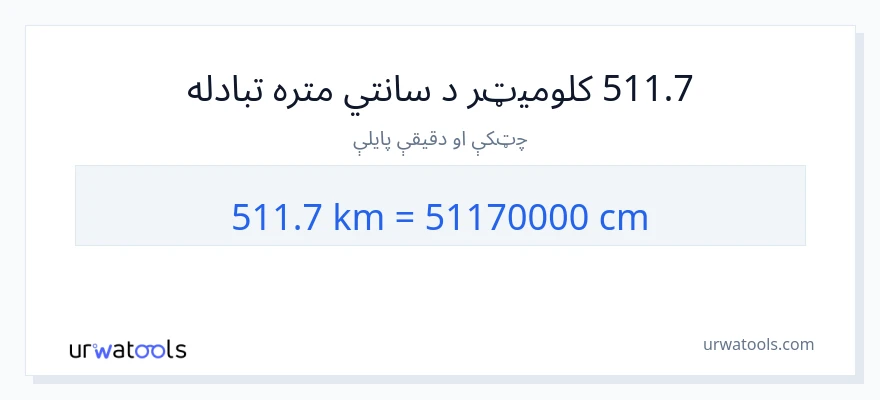 511.7 کیلومتره ته سانتي متره بدلون