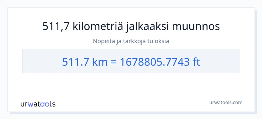 511.7 kilometrejä - Jalat muunnos