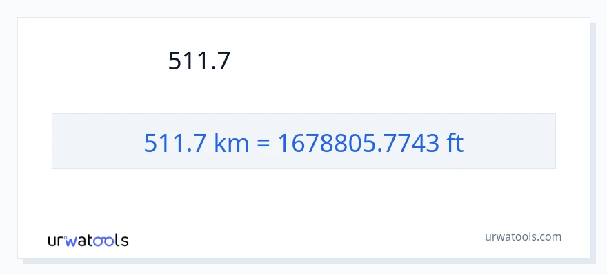 511.7 キロメートル から 足 への変換