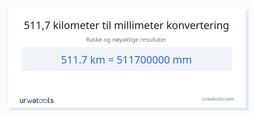 511.7 kilometer til millimeter konvertering