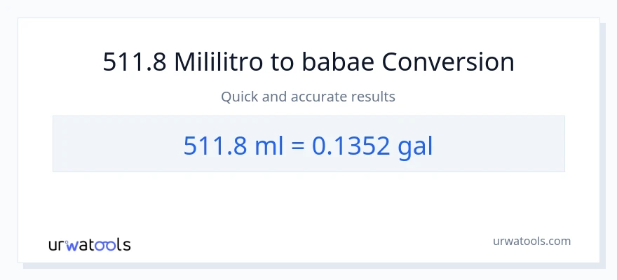 511.8 mga mililitro patungong Mga galon na conversion