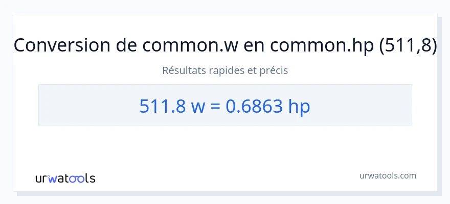 Conversion 511.8 watts vers chevaux-vapeur