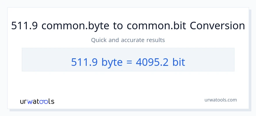 التحويل من 511.9 Bytes إلى Bits