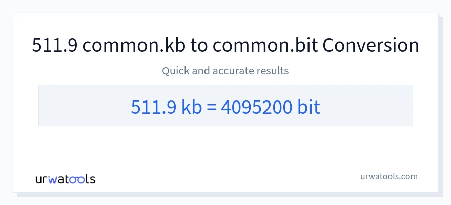 511.9 Kilobytes 到 Bits 轉換