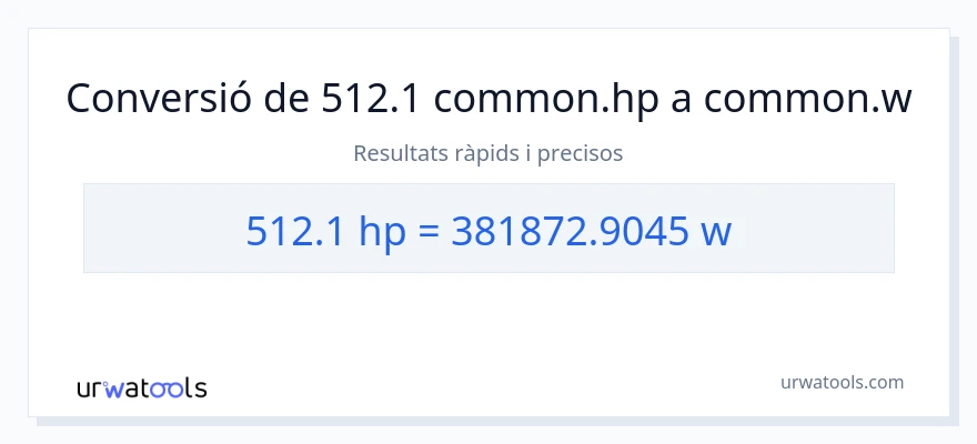 Conversió de 512.1 cavalls de força a watts