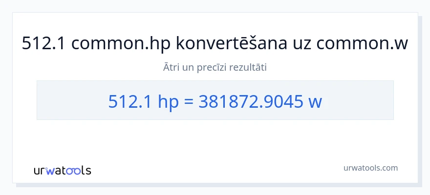 512.1 zirgspēki uz vati konversiju