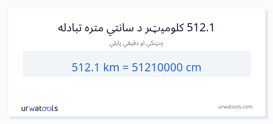512.1 کیلومتره ته سانتي متره بدلون