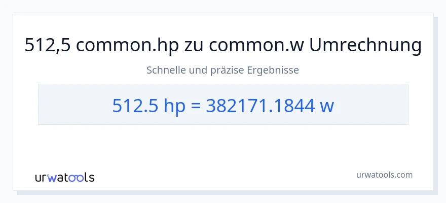 512.5 PS zu Watt Umwandlung