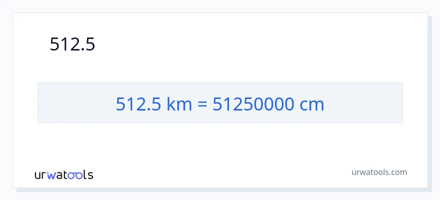 512.5 കിലോമീറ്റർ ൽ നിന്ന് സെന്റീമീറ്ററുകൾ ലേക്ക് പരിവർത്തനം