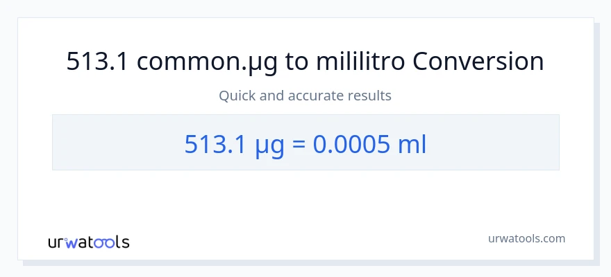 513.1 mga mikrogramo patungong mga mililitro na conversion
