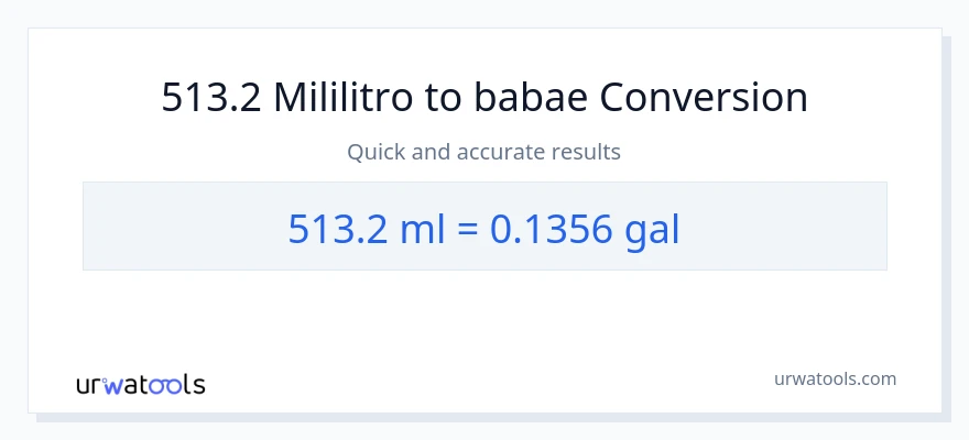 513.2 mga mililitro patungong Mga galon na conversion