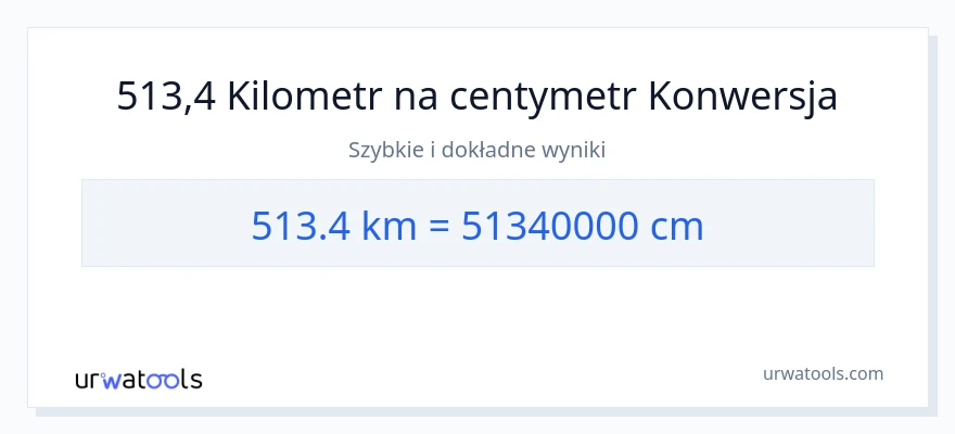 Konwersja 513.4 kilometrów do Centymetry