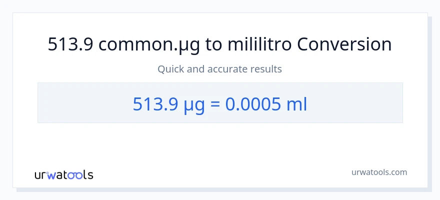 513.9 mga mikrogramo patungong mga mililitro na conversion