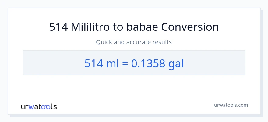 514 mga mililitro patungong Mga galon na conversion