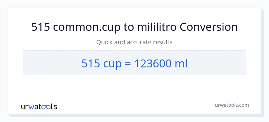 515 mga tasa patungong mga mililitro na conversion