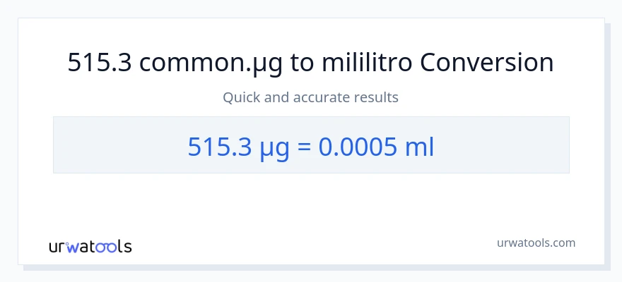 515.3 mga mikrogramo patungong mga mililitro na conversion