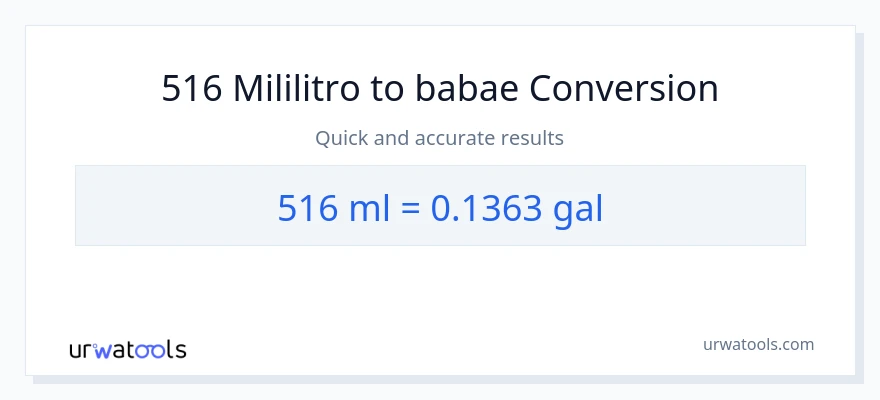 516 mga mililitro patungong Mga galon na conversion