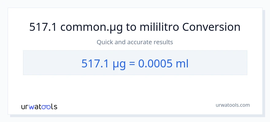 517.1 mga mikrogramo patungong mga mililitro na conversion