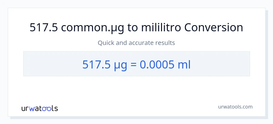 517.5 mga mikrogramo patungong mga mililitro na conversion