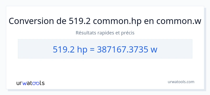 Conversion 519.2 chevaux-vapeur vers watts