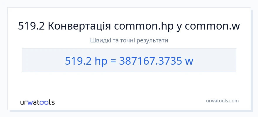 Конверсія з кінська сила у вати: 519.2
