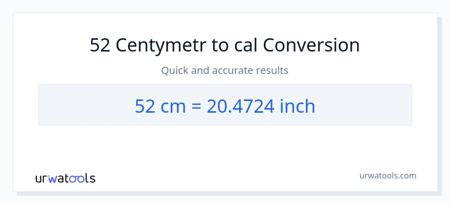 Konwersja 52 Centymetry do Cale
