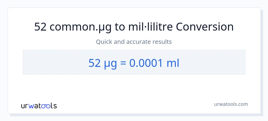 Conversió de 52 micrograms a mil·lilitres