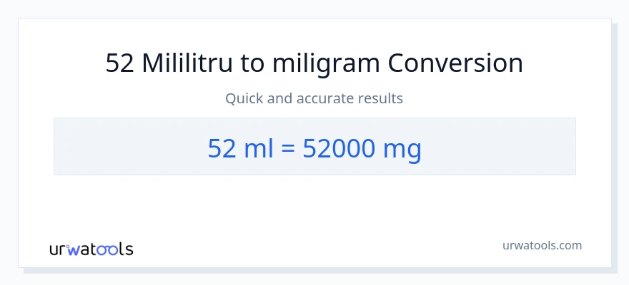 Conversie 52 mililitri la miligrame