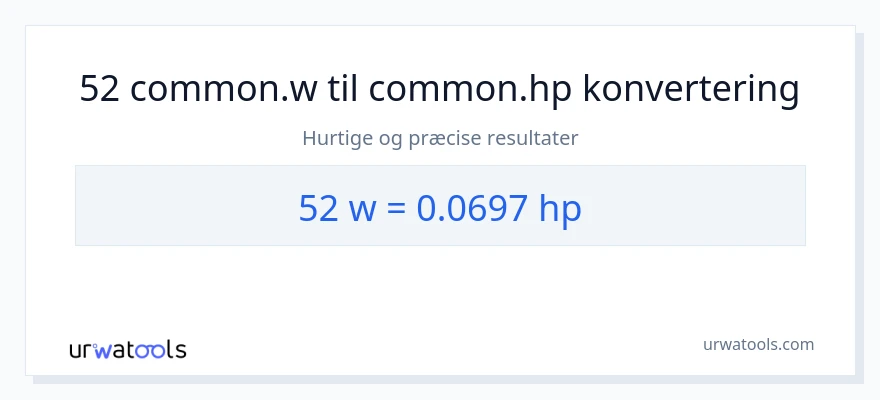 52 watt til hestekræfter konvertering