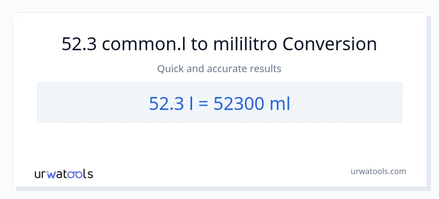 52.3 Liters patungong mga mililitro na conversion