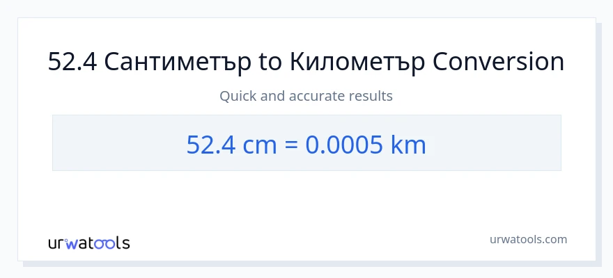 52.4 конверсия от Сантиметри до Километри