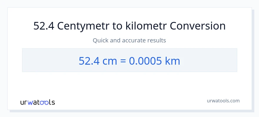 Konwersja 52.4 Centymetry do Kilometry
