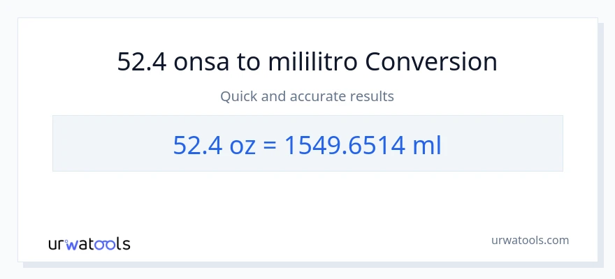 52.4 Mga onsa patungong mga mililitro na conversion